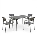 Τραπεζαρία Moraja Deraby pakoworld σετ 5τεμ μαύρο μέταλλο 140x80x72εκ