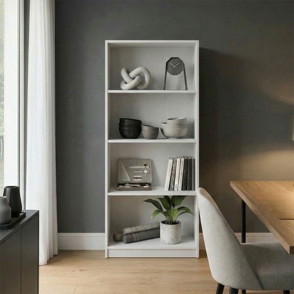 Βιβλιοθήκη Kendy pakoworld λευκό 60x30x167εκ