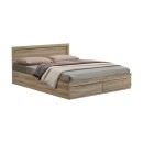 Κρεβάτι Olympus pakoworld με συρτάρι σε sonoma απόχρωση 140x200εκ
