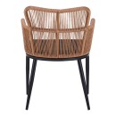 Πολυθρόνα Naoki pakoworld pe rattan -metal σε φυσική απόχρωση με μαύρα πόδια/μαξιλάρι 59x62.5x82εκ