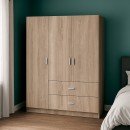 Ντουλάπα τρίφυλλη Royal pakoworld με συρτάρια sonoma 150x58x177εκ