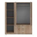 Ντουλάπα τρίφυλλη Royal pakoworld με συρτάρια sonoma 150x58x177εκ