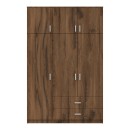 Ντουλάπα τρίφυλλη με συρτάρια Royal pakoworld καρυδι-oak 150x58x230εκ