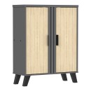 Παπουτσοθήκη-ντουλάπι Shoby pakoworld sonoma-ανθρακί 70.5x30x91εκ