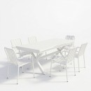 Τραπεζαρία Dagyn Vista pakoworld σετ 7τεμ λευκό αλουμίνιο 180-240x90x76εκ