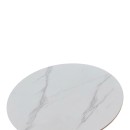 Tραπέζι Balou pakoworld sintered stone σε λευκή απόχρωση με όψη μαρμάρου-βάση λευκό μέταλλο Φ90x73εκ