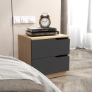 Κομοδίνο Verena pakoworld σε φυσική-ανθρακί απόχρωση 48x40x48εκ