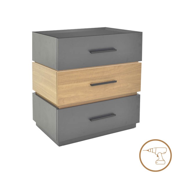 Κομοδίνο Sonlen pakoworld mdf σε sonoma-ανθρακί απόχρωση 60x40x66εκ