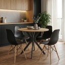 Τραπέζι Xuson pakoworld φυσικό mdf-πόδι μαύρο μέταλλο Φ80x75εκ