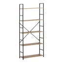 Βιβλιοθήκη Manlo pakoworld oak με μαύρο μέταλλο 58.6x23.5x144εκ