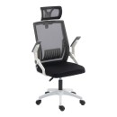Καρέκλα γραφείου Plymot pakoworld λευκή - mesh μαύρο 48x58x112-122εκ