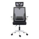 Καρέκλα γραφείου Plymot pakoworld λευκή - mesh μαύρο 48x58x112-122εκ