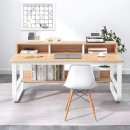 Γραφείο εργασίας Evrepy pakoworld mdf σε oak απόχρωση με λευκό μέταλλο 100x60x83εκ
