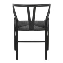Καρέκλα Wishbone pakoworld rubberwood-σχοινί σε μαύρη απόχρωση 53.5x57x74εκ