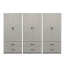 Ντουλάπα εξάφυλλη με συρτάρια Athos pakoworld λευκή 240x42x180εκ