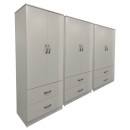 Ντουλάπα εξάφυλλη με συρτάρια Athos pakoworld λευκή 240x42x180εκ
