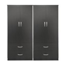 Ντουλάπα τετράφυλλη με συρτάρια Athos pakoworld wenge 160x42x180εκ