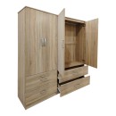 Ντουλάπα τετράφυλλη με συρτάρια Athos pakoworld sonoma 160x42x180εκ