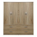 Ντουλάπα τετράφυλλη με συρτάρια Athos pakoworld sonoma 160x42x180εκ