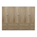 Ντουλάπα εξάφυλλη με συρτάρια Athos pakoworld sonoma 240x42x180εκ