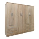 Ντουλάπα εξάφυλλη Athos pakoworld Sonoma 200.5x42x180εκ