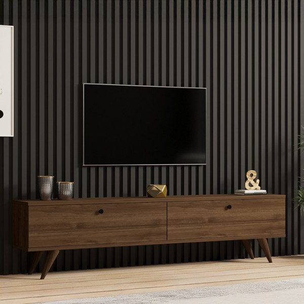 Έπιπλο τηλεόρασης Jate pakoworld σε καρυδί απόχρωση 160x25x40εκ