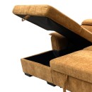 Γωνιακός καναπές-κρεβάτι Lemance pakoworld δεξιά γωνία με camel ύφασμα 251x168x82εκ