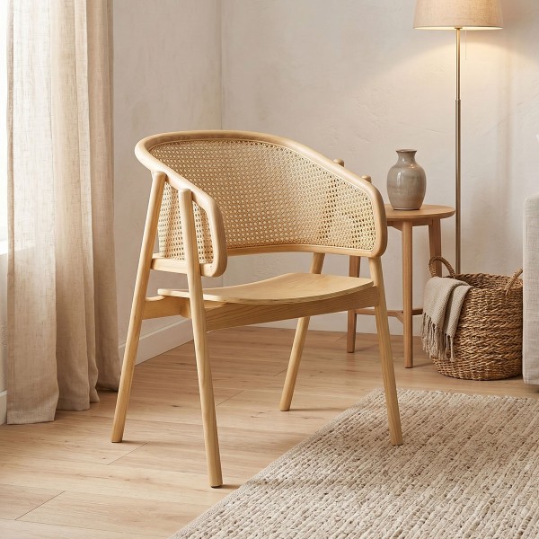 Πολυθρόνα Wenzy pakoworld φυσικό Rattan - μασίφ ξύλο toon 59x58x78εκ