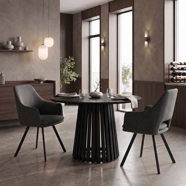 Τραπέζι Kenda I pakoworld mindi ξύλο μαύρο Φ120x75εκ