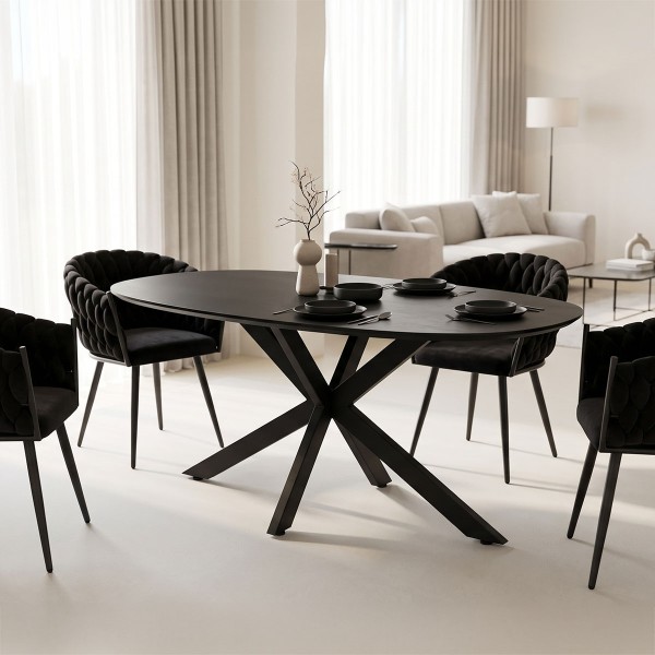 Τραπέζι Makrey pakoworld μαύρο mdf- μεταλλικά πόδια 160x90x75εκ
