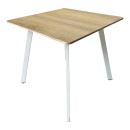 Τραπέζι Squaro pakoworld sonoma mdf με λευκά μεταλλικά πόδια 80x80x75εκ