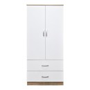 Ντουλάπα δίφυλλη με 2 συρτάρια Alvia pakoworld λευκό με sonoma 80x51.5x180εκ