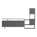 Σύνθετο σαλονιού Defry pakoworld sonoma-ανθρακί 177.5x31.5x110εκ