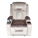 Πολυθρόνα relax με μηχανισμό massage Gessel pakoworld βελούδο σε γκρι απόχρωση 80x90x98εκ