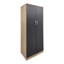 Ντουλάπα εξάφυλλη με πατάρι Athos pakoworld sonoma-ανθρακί 240x42x240εκ