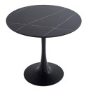 Tραπέζι Balou pakoworld sintered stone σε μαύρη απόχρωση με όψη μαρμάρου-βάση μαύρο μέταλλο Φ90x73εκ