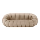 Καναπές Embrace pakoworld βελούδο σε γκρι μπεζ απόχρωση 180x105x65εκ