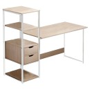 Γραφείο Zayn ΙΙ pakoworld με ραφιέρα-MDF φυσικό-λευκό 108x40x111εκ