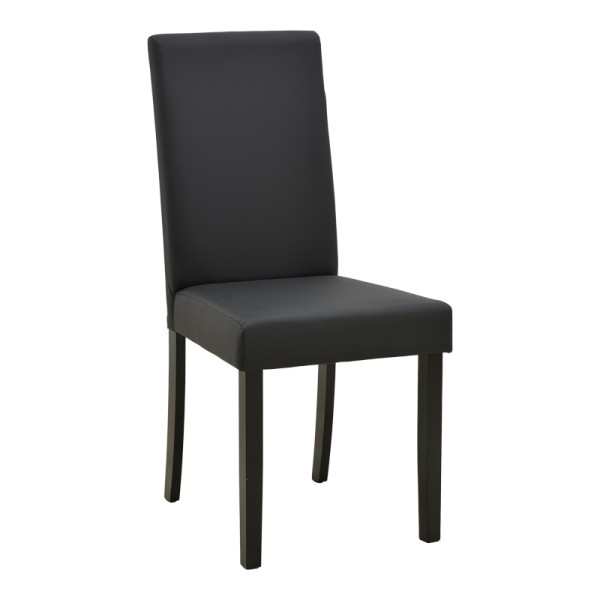Καρέκλα Zeben pakoworld μαύρο PU με πόδι μαύρο rubberwood 43,5x55,5x93,5εκ | Συσκευασία 2 τμχ