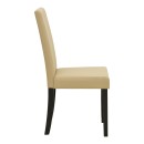 Καρέκλα Zeben pakoworld εκρού PU με πόδι μαύρο rubberwood 43,5x55,5x93,5εκ | Συσκευασία 2 τμχ