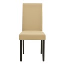 Καρέκλα Zeben pakoworld εκρού PU με πόδι μαύρο rubberwood 43,5x55,5x93,5εκ | Συσκευασία 2 τμχ