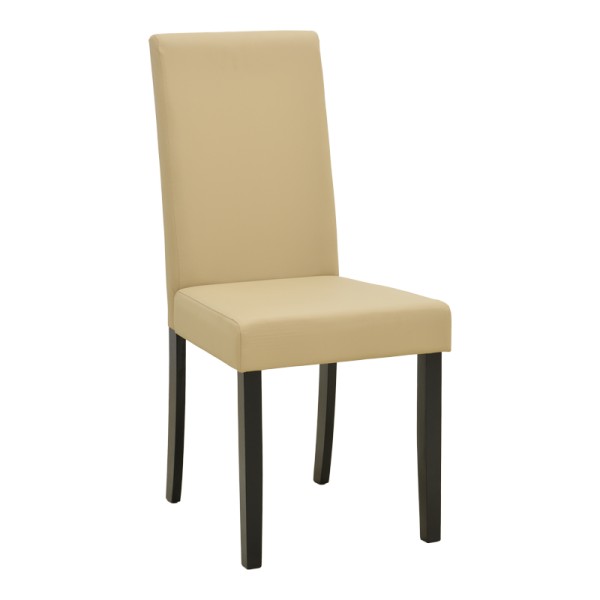 Καρέκλα Zeben pakoworld εκρού PU με πόδι μαύρο rubberwood 43,5x55,5x93,5εκ | Συσκευασία 2 τμχ