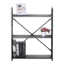 Βιβλιοθήκη-ραφιέρα Manlo pakoworld μαύρο μέταλλο 58.6x23.5x80εκ
