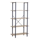 Βιβλιοθήκη Nebranzo pakoworld oak με μαύρο μέταλλο 80x34x155.3εκ