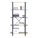 Βιβλιοθήκη Nebranzo pakoworld oak με μαύρο μέταλλο 80x34x155.3εκ
