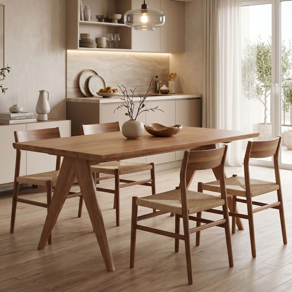 Τραπέζι Winslow pakoworld ξύλο rubberwood ανοικτό καρυδί 160x85x75εκ