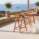 Σκαμπό bar Winslow pakoworld ξύλο rubberwood ανοικτό καρυδί-pvc rattan φυσικό-ύφασμα γκρι | Συσκευασία 2 τμχ