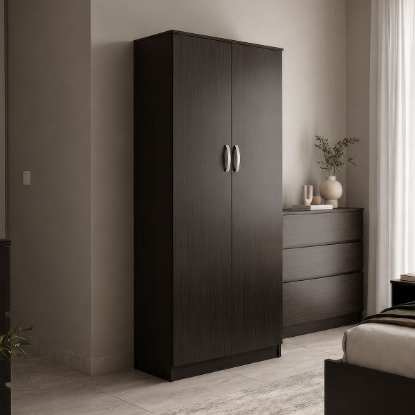 Ντουλάπα δίφυλλη Athos pakoworld σε wenge απόχρωση 80x42x180εκ