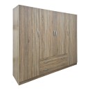 Ντουλάπα τετράφυλλη με 2 συρτάρια Alvia pakoworld sonoma 200x51x180εκ