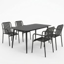 Τραπεζαρία Heven Vista pakoworld σετ 5τεμ μαύρο αλουμίνιο 120x70x72εκ